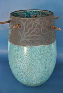 Vase Raku bleu